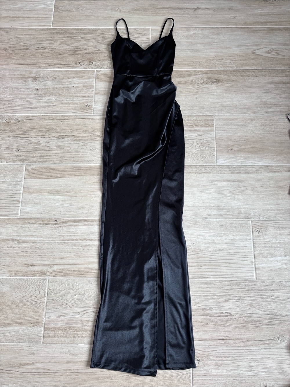 Altar’d State Satin Spaghetti Strap Maxi Dress Gown Front Slit Women’s Size XS